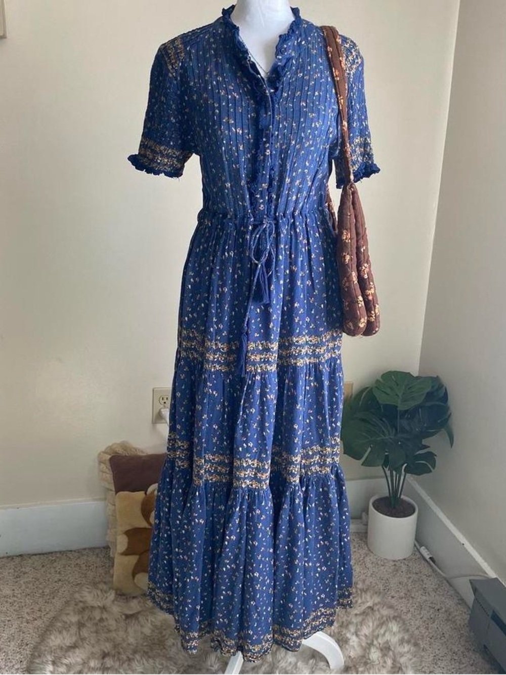 SOLD People blue floral cotton maxi dressSOLD - Picture 5 of 8